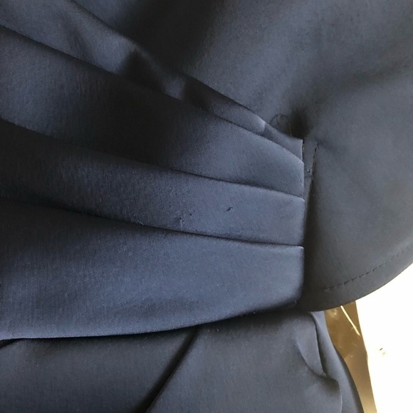 JS Collections Faux Wrap Bonded Satin Navy Gown 2 - Picture 6 of 8